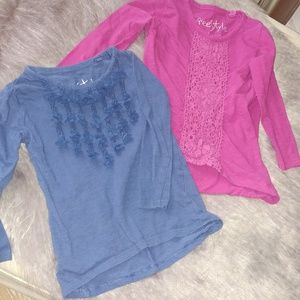 🌳(2)[freestyle]blue pink LS detail shirts